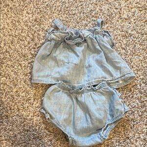 Baby Gap 0-3M Ruffled Light Denim Set
